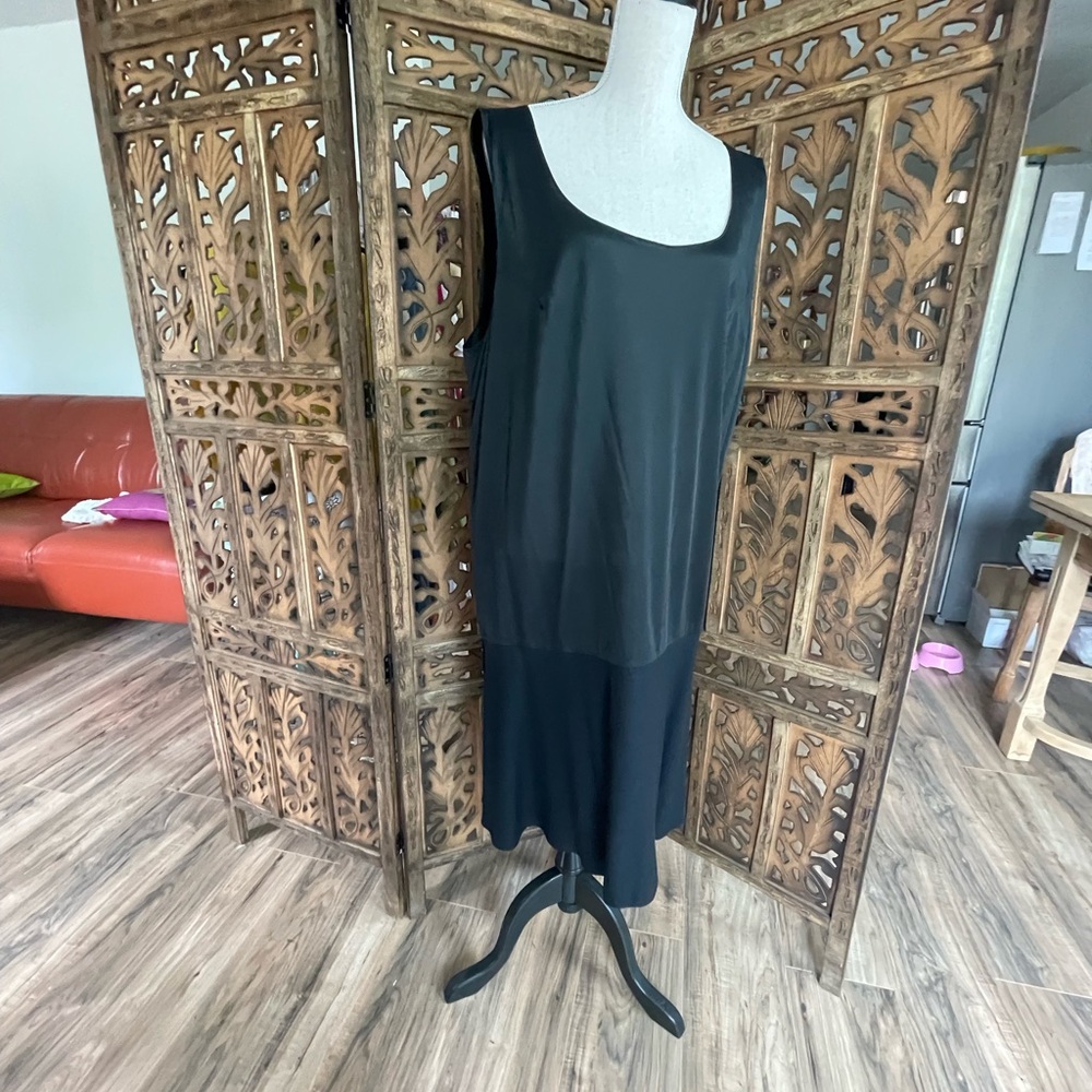 Versatile Black Nylon and Rayon Underdress or Dress.